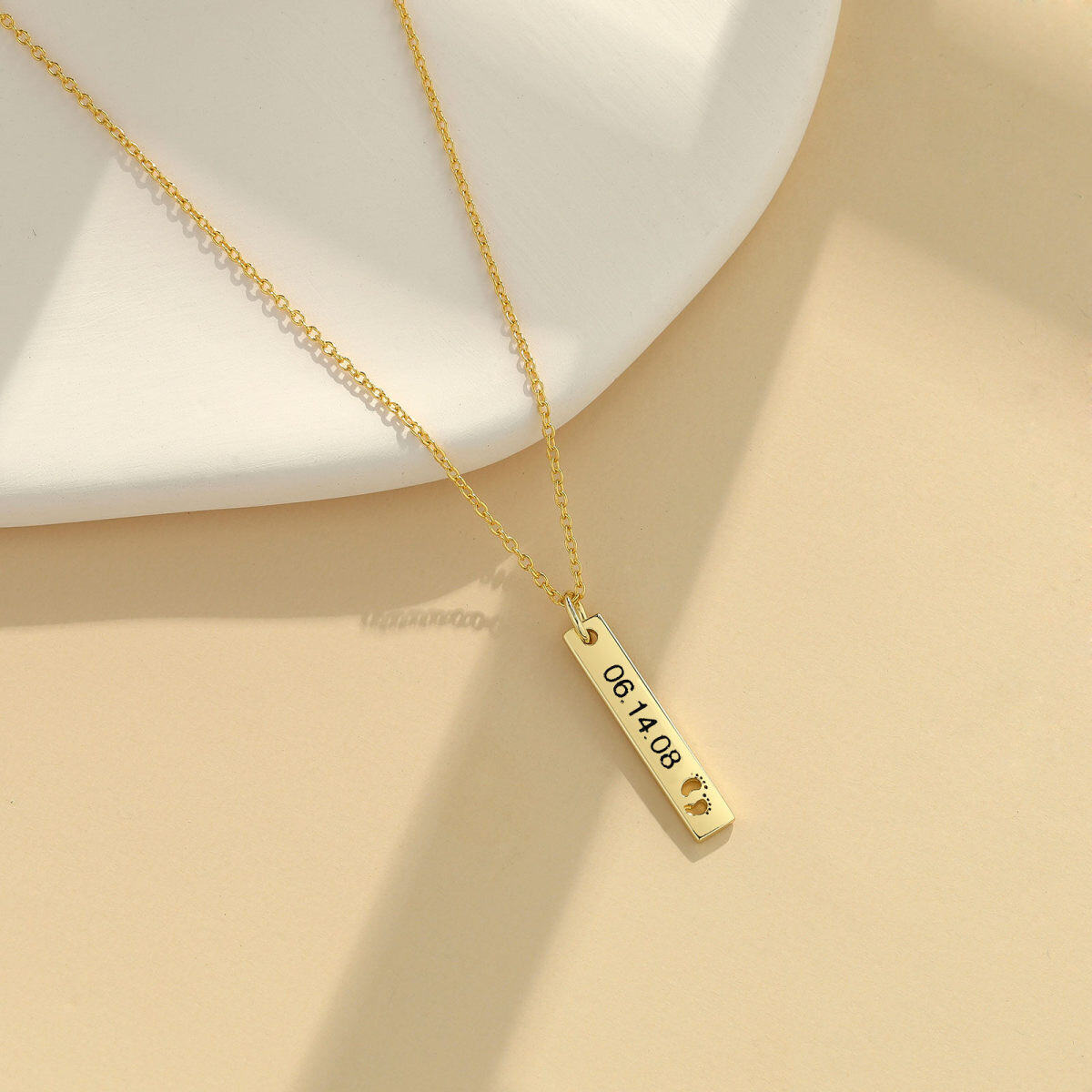 10K Gold Cubic Zirconia Personalized Birthstone Bar Necklace-5