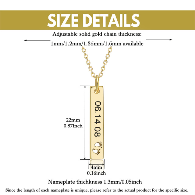 10K Gold Cubic Zirconia Personalized Birthstone Bar Necklace-2