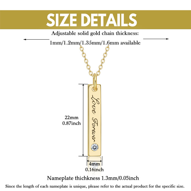 10K Gold Circular Shaped Cubic Zirconia Personalized Birthstone Bar Necklace-2