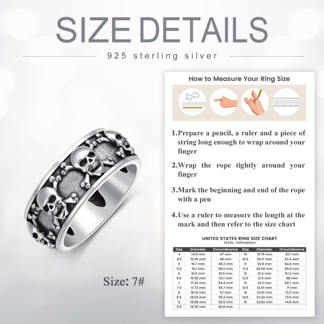 Sterling Silver Skull Ring for Men-4