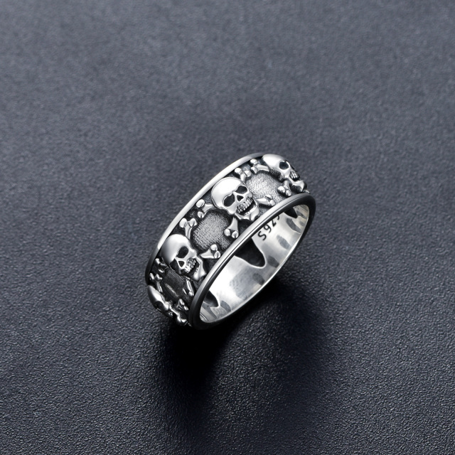 Bague tête de mort en argent sterling pour hommes-3