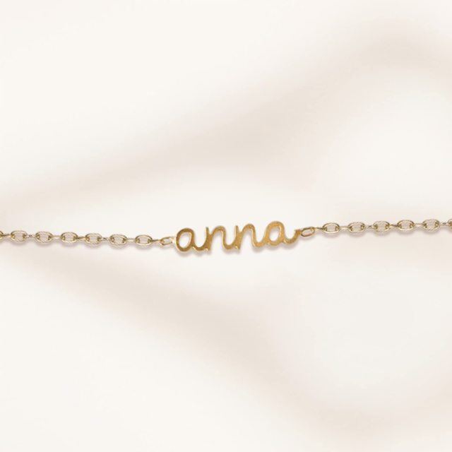 10K Gold Personalized Classic Name Pendant Bracelet-2