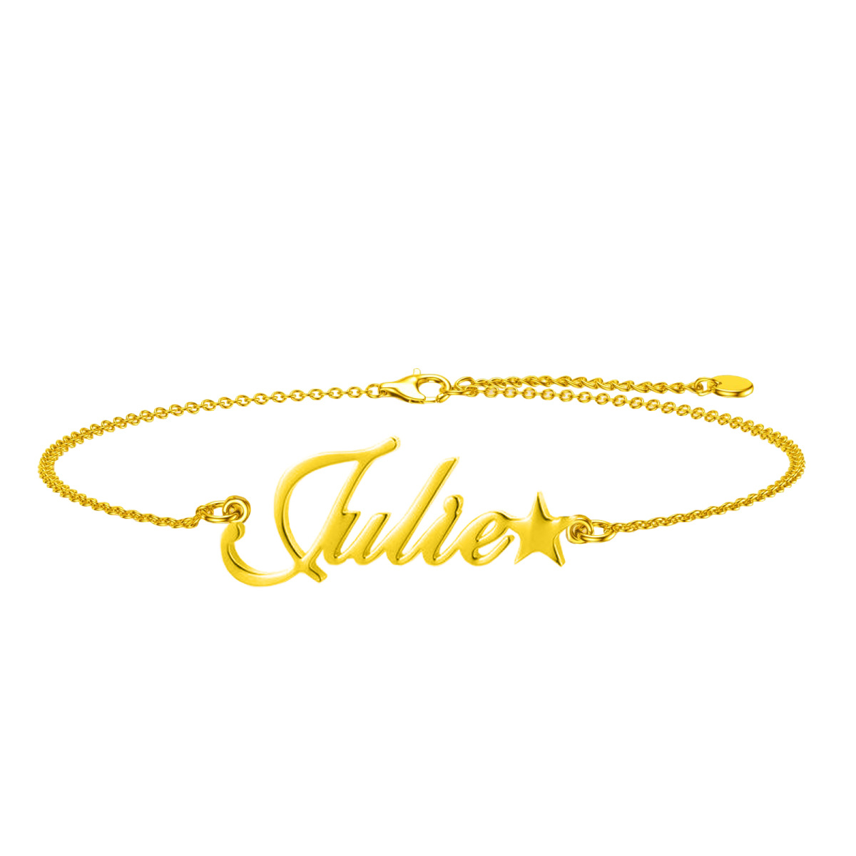 10K Gold Personalized Classic Name Pendant Bracelet-1