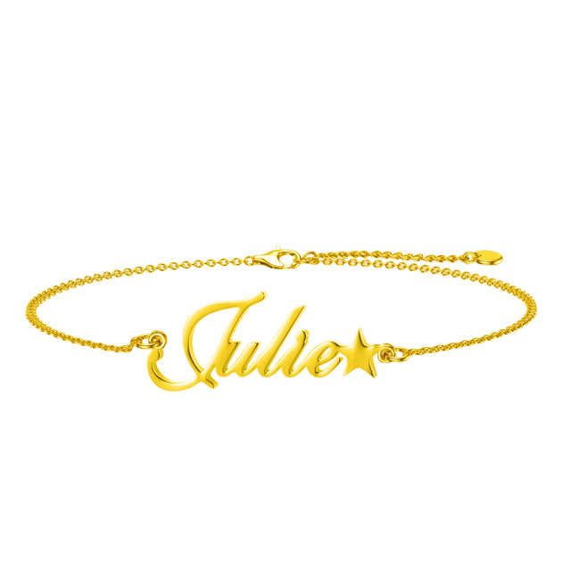 10K Gold Personalized Classic Name Pendant Bracelet-0