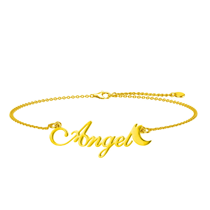 10K Gold Personalized Classic Name Pendant Bracelet