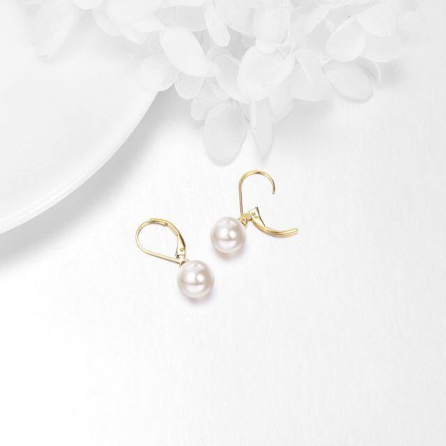 Boucles d'oreilles sphériques en or 18K avec perles de forme circulaire-3