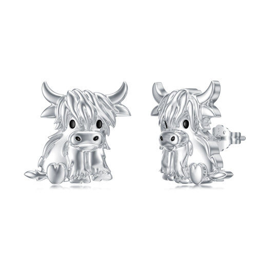 Boucles d'oreilles en argent Sterling Highland Cow