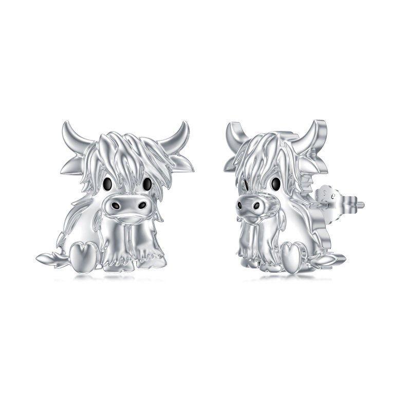 Sterling Silver Highland Cow Stud Earrings