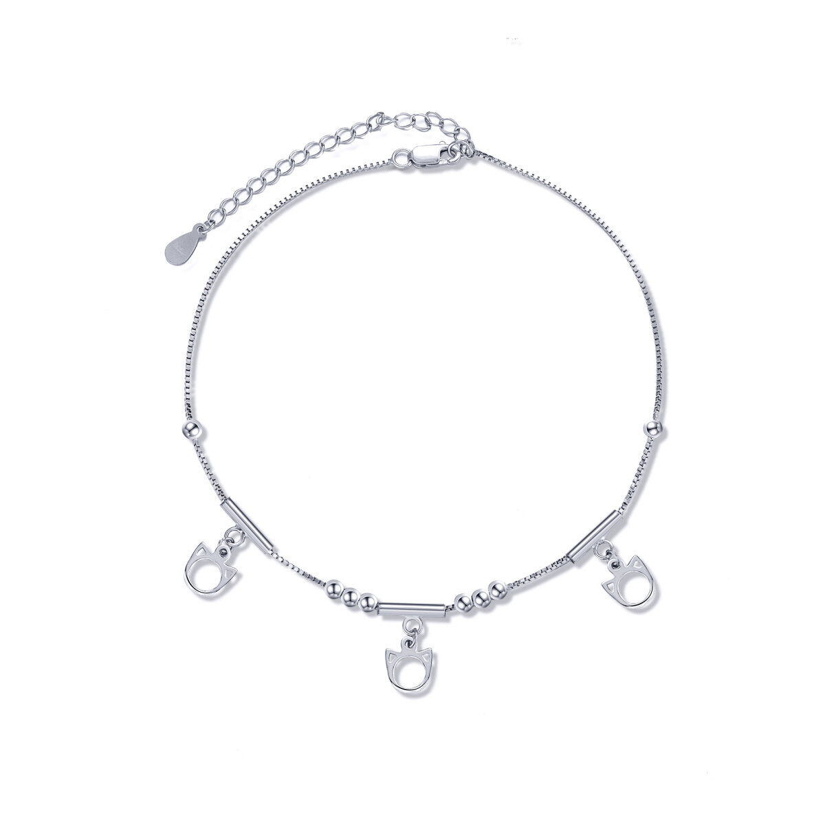 Sterling Silver Cat Single Layer Anklet-1