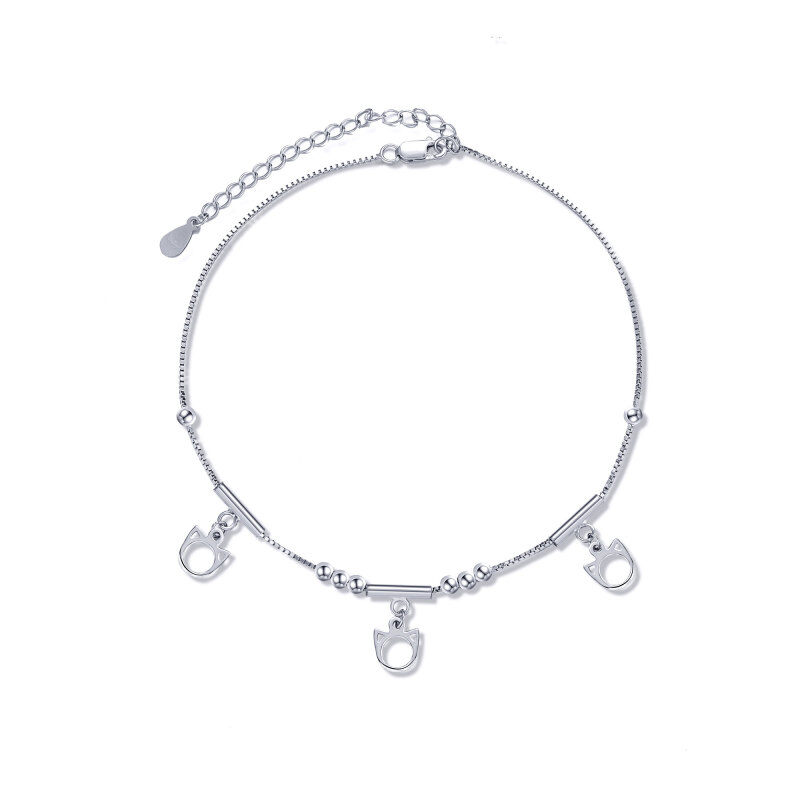 Sterling Silver Cat Single Layer Anklet