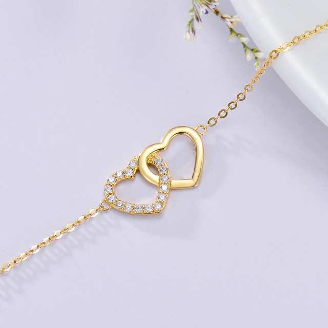 Bracelet en or 14K avec pendentif en forme de coeur en zircon cubique-3