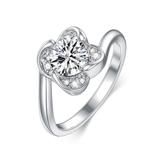 14K White Gold Circular Shaped Moissanite Engagement Ring