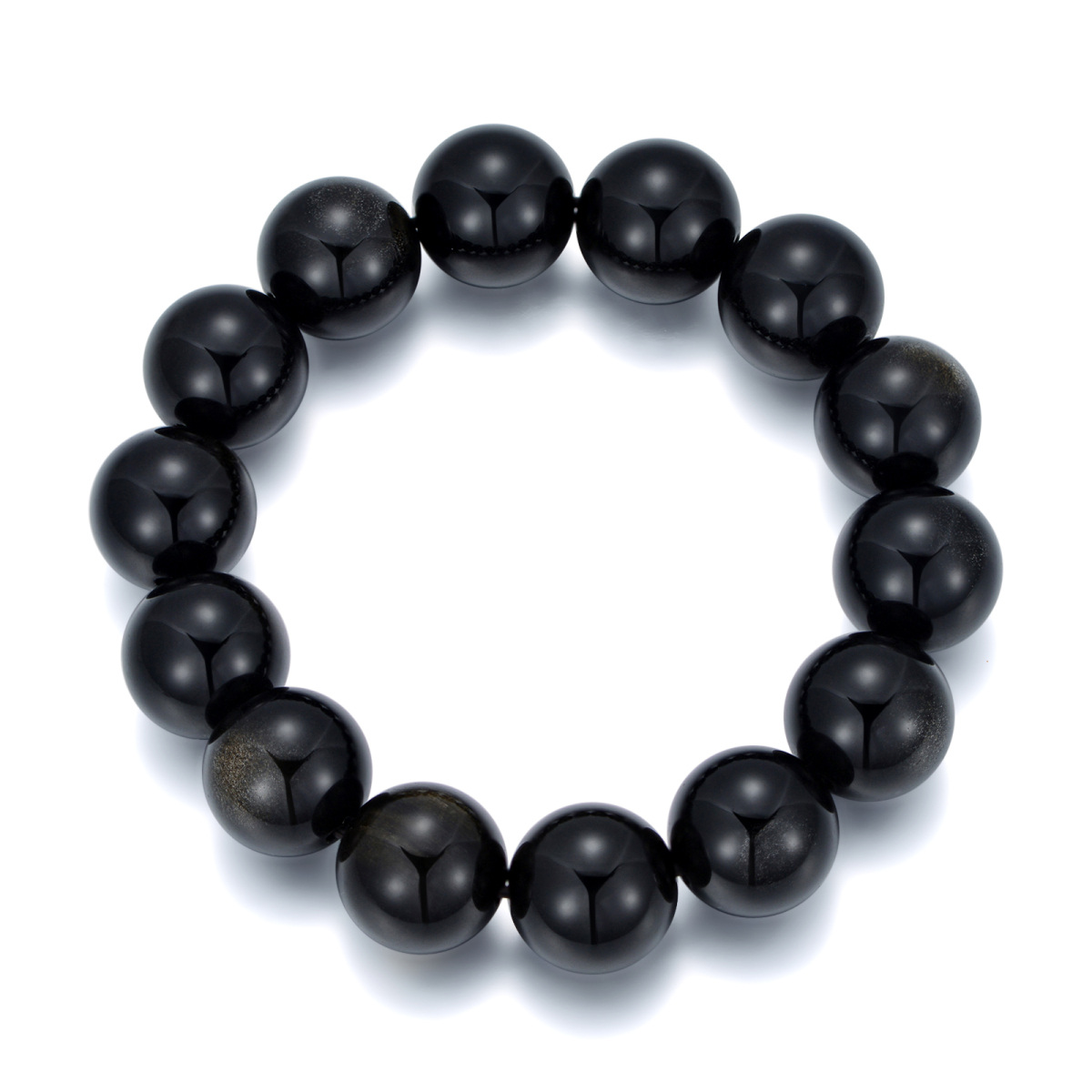 Bracelet de perles de cristal d'obsidienne pour hommes-1