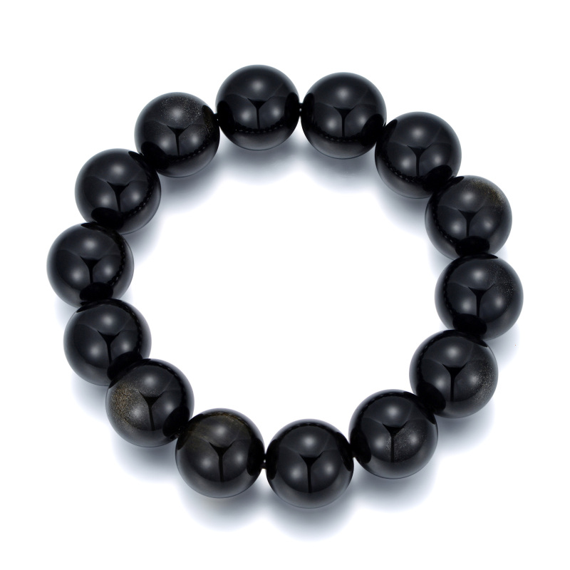 Bracelet de perles de cristal d'obsidienne pour hommes
