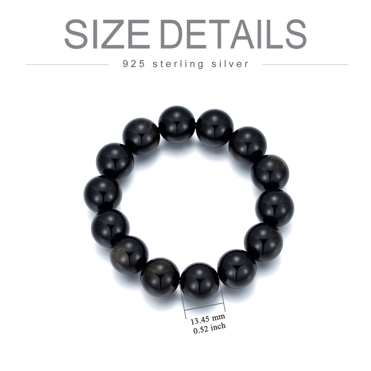 Pulsera de cuentas de cristal de obsidiana para hombre-4