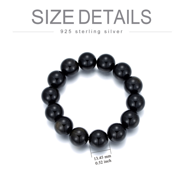 Bracelet de perles de cristal d'obsidienne pour hommes-3