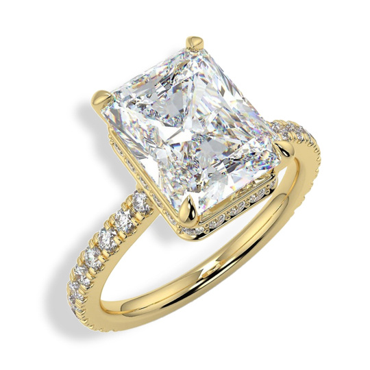 Plata de ley con baño de oro amarillo Moissanite Anillo de compromiso para pareja y madre y hermanas