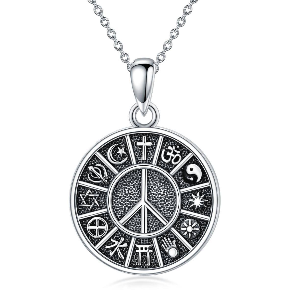 Sterling Silver Peace Symbol Pendant Necklace for Men-1