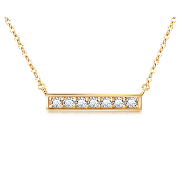 Colar com pingente de barra de moissanite em ouro 14K-0