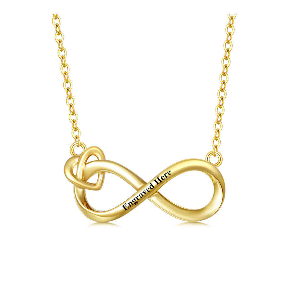 14K Gold & Personalized Engraving Infinite Symbol Pendant Necklace-1