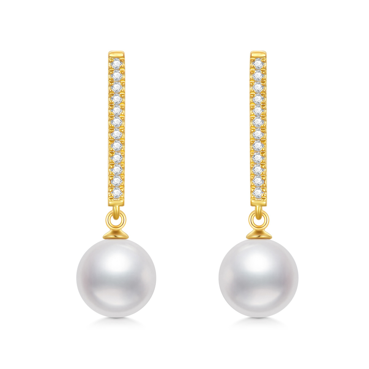 14K Gold Pearl Drop Earrings-1