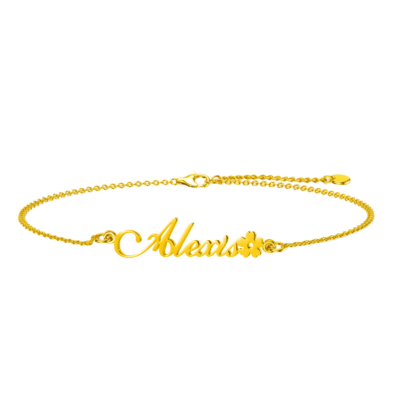 10K Gold Classic Name Pendant Bracelet