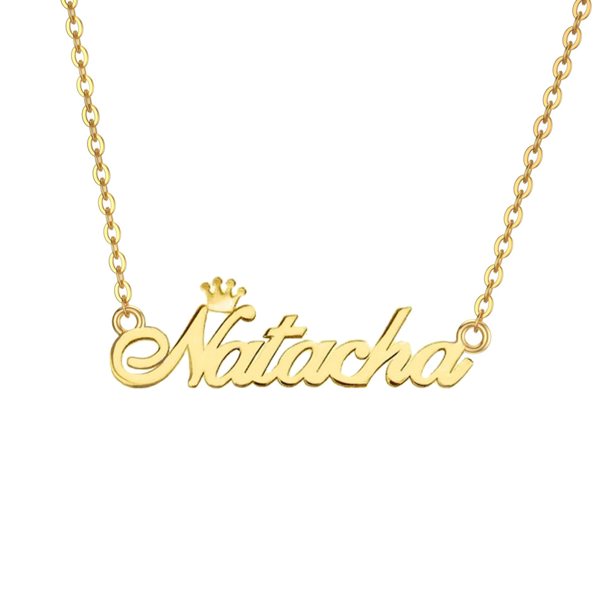 Collar colgante con nombre clásico personalizado en oro de 10 quilates-1