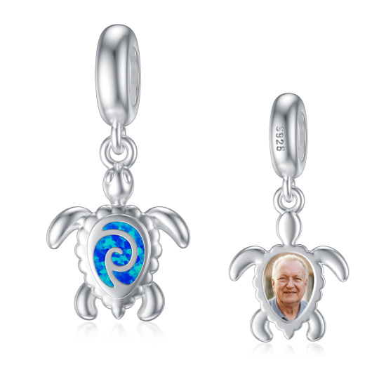 Ciondolo pendente con foto personalizzato in argento sterling opale tartaruga marina