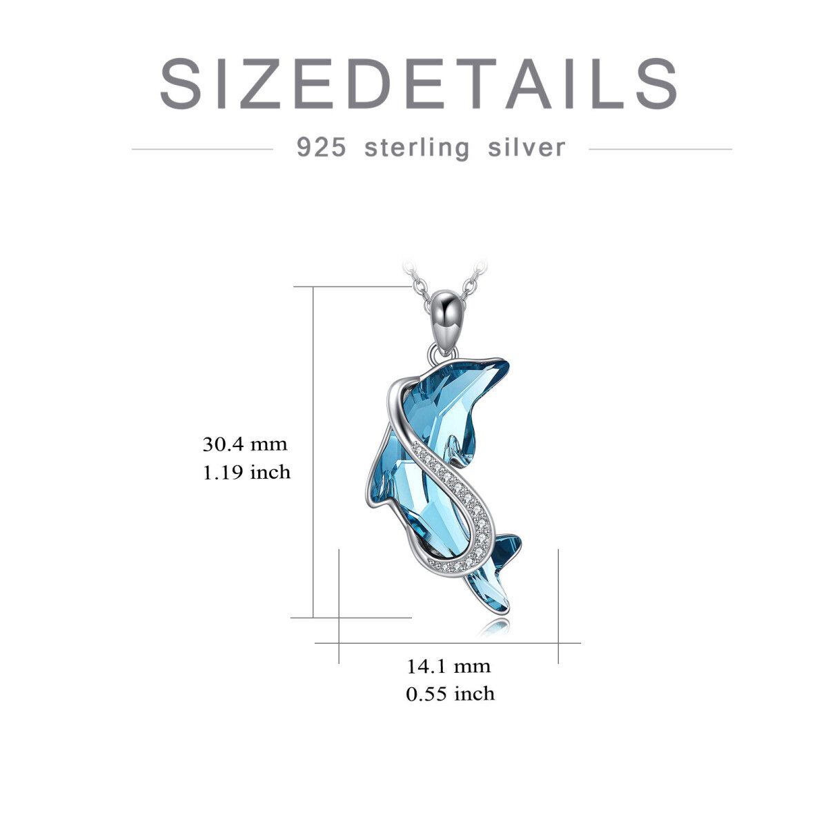 Collar Colgante Delfín de Plata de Ley con Cristal Azul-6