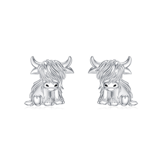 Sterling Silver Highland Cow Stud Earrings