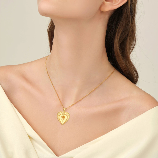 10K Gold Rose Personalized Photo Locket Necklace-1