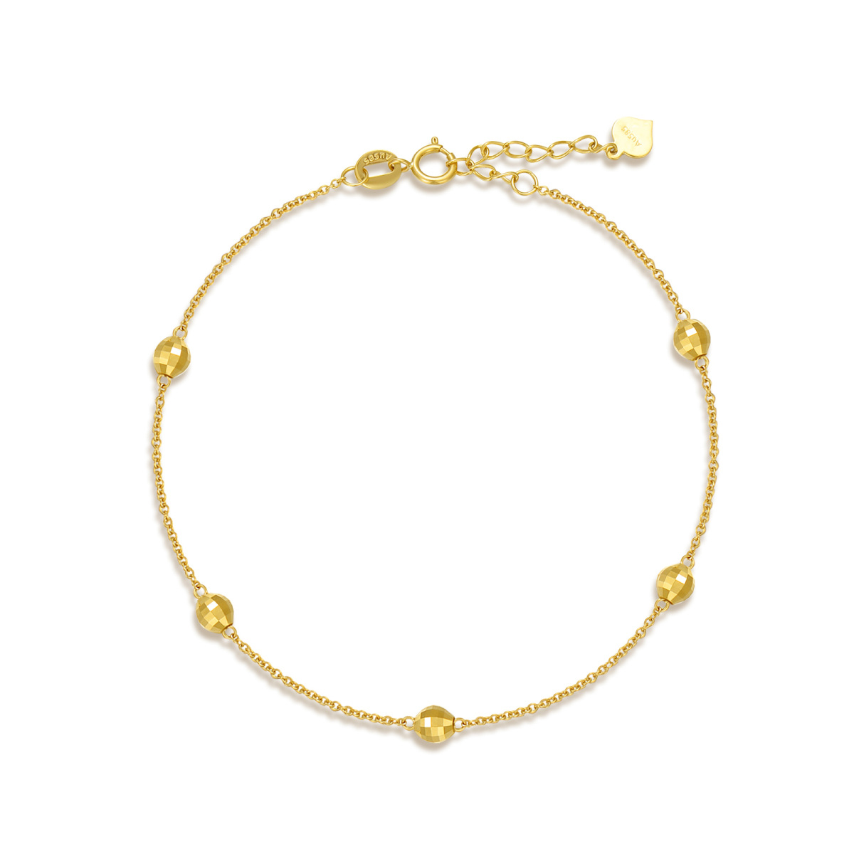 14K Gold Bead Bead Station Chain Bracelet-1