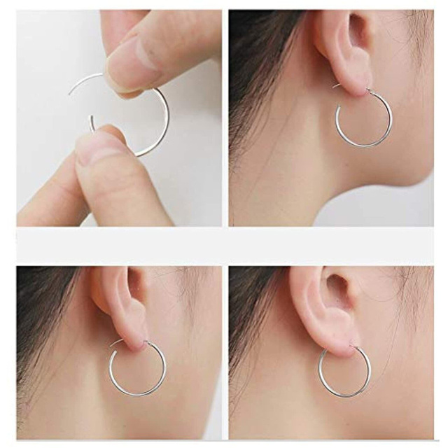 Sterling Silver Circle Hoop Earrings-2