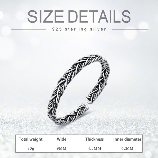 Sterling Silver Plain Bangle for Men-4