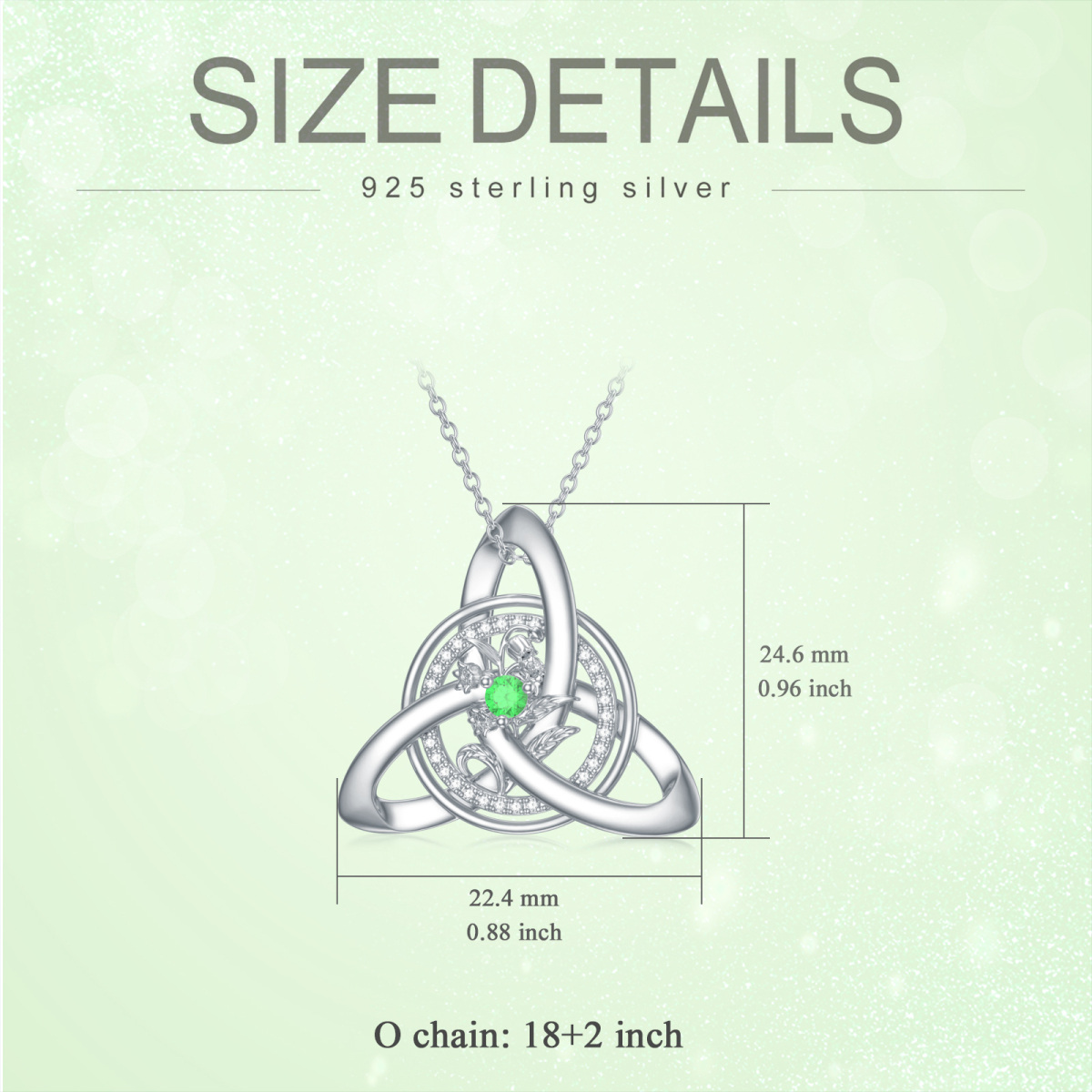 Sterling Silver Round Zircon Celtic Knot Pendant Necklace-6