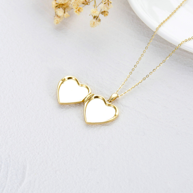 Collar Portafotos Personalizado Corazón y Girasol en Plata de Ley con baño de Oro Amarillo-5