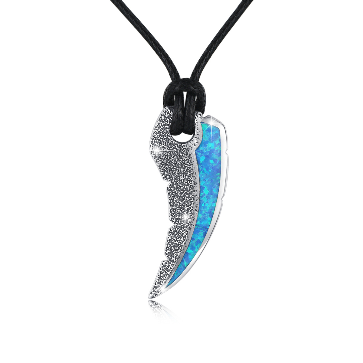 Sterling Silver Shark Teeth Pendant Necklace for Men-1