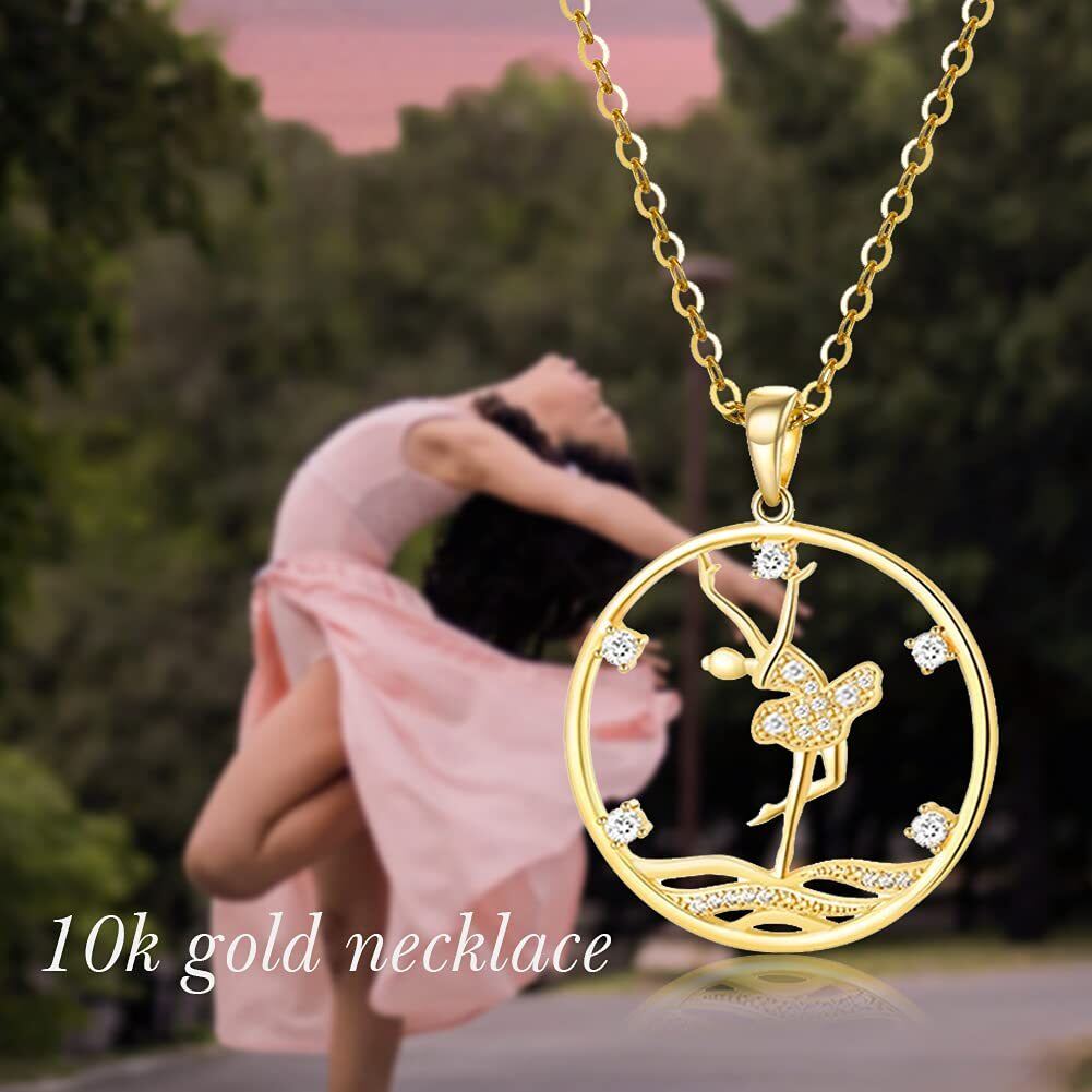 Collier pendentif danseuse en or 10K Moissanite-3