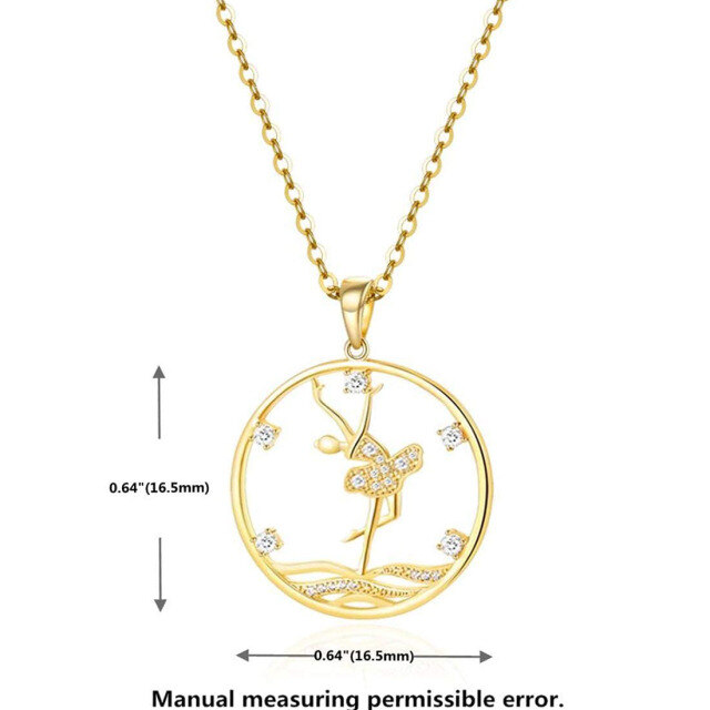 10K Gold Moissanite Ballet Dancer Pendant Necklace-1