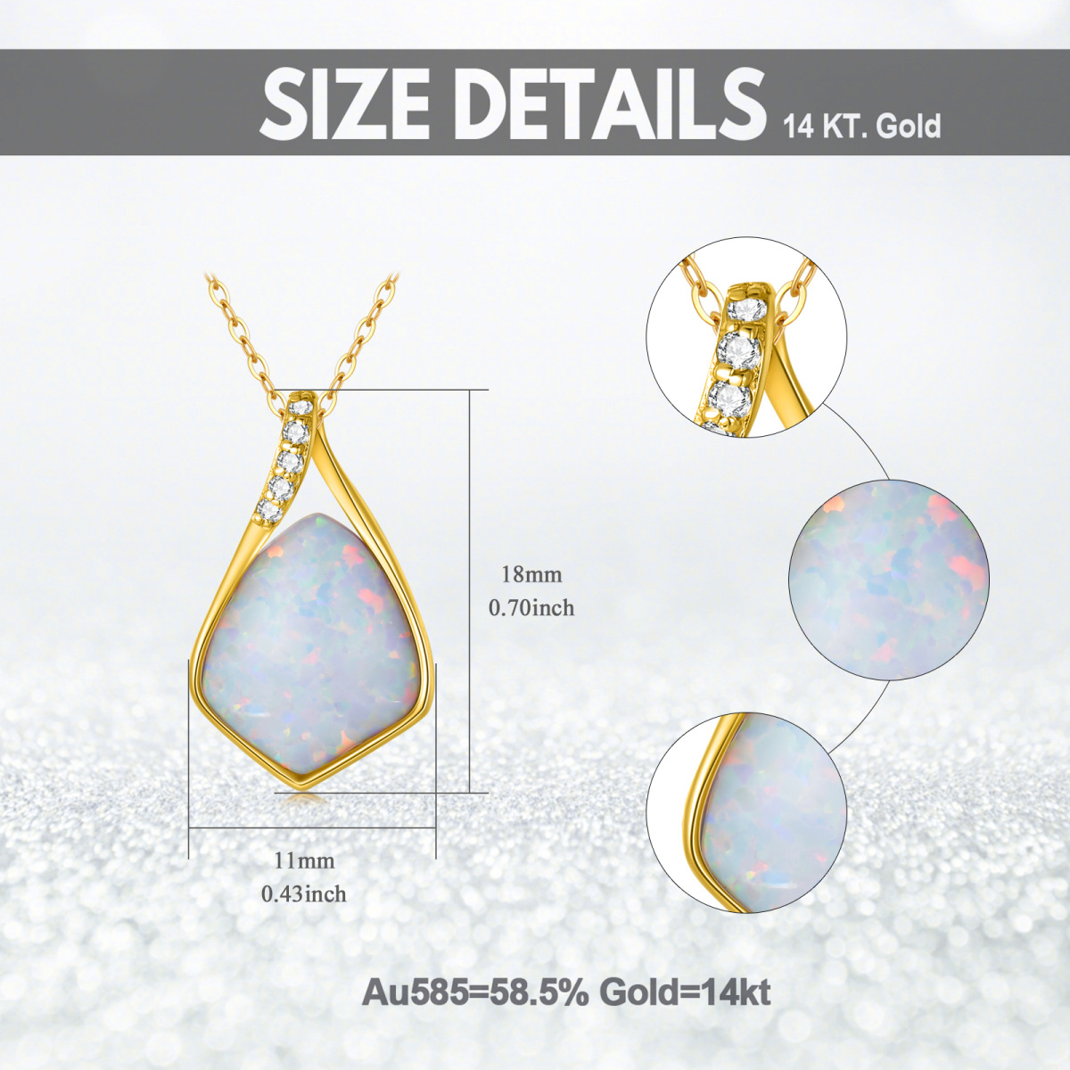 14K Gold Diamant & Blauer Opal Tropfen Anhänger Halskette-5