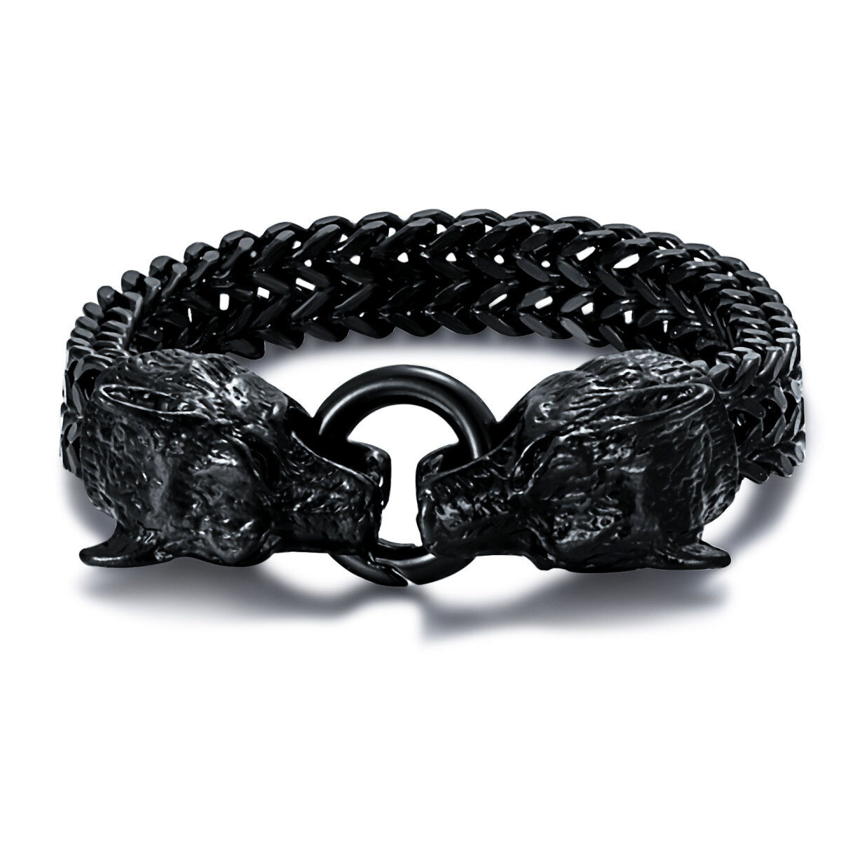 Bracelet en acier inoxydable avec chaîne de dragon plaqué noir pour hommes-1