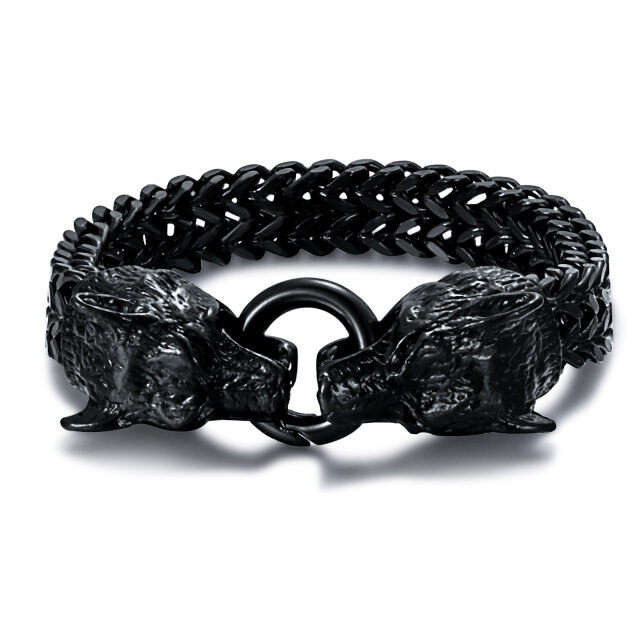 Stainless Steel with Black Color Plated Dragon Chain Bracelet for Men-0