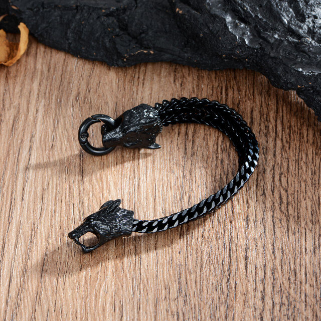 Stainless Steel with Black Color Plated Dragon Chain Bracelet for Men-3