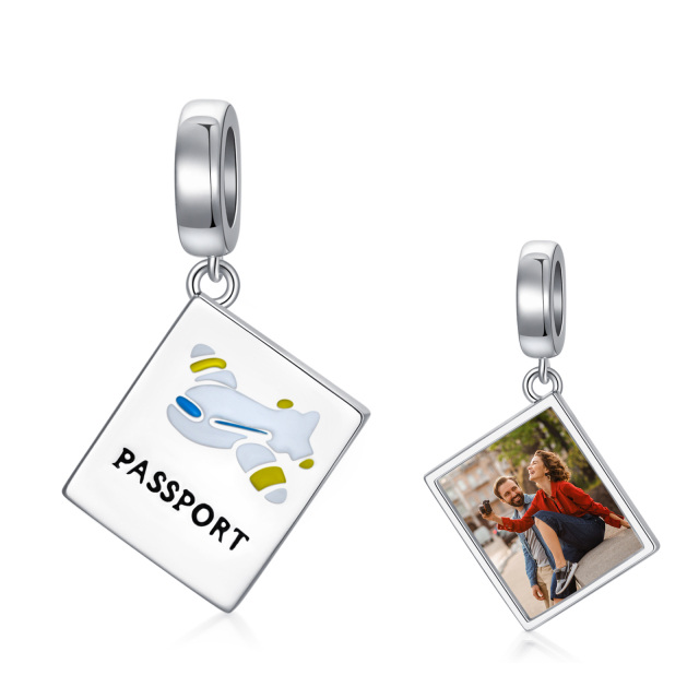 Amuleto com foto de passaporte em prata esterlina 925 para pulseira-0