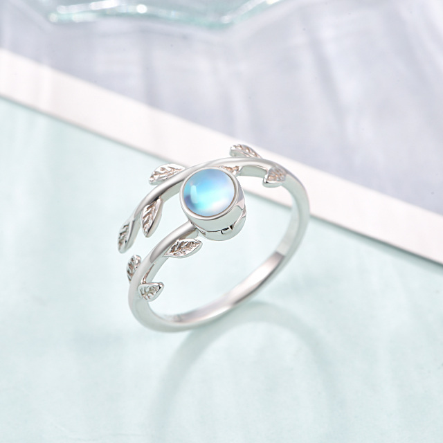 Sterling Silver Moonstone & Opal Leaves Spinner Ring-4