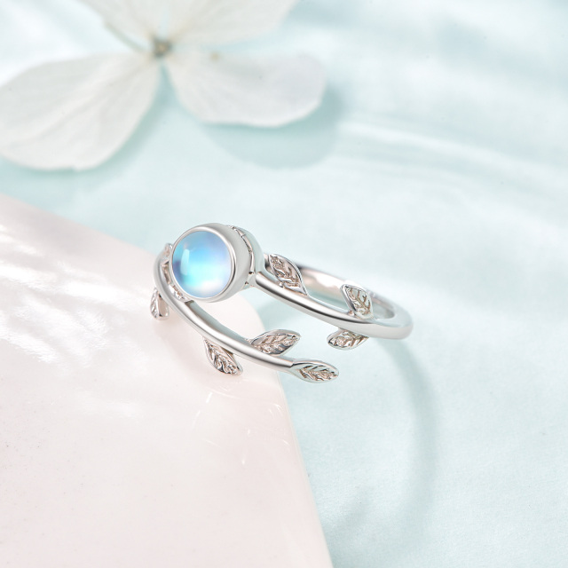 Sterling Silver Moonstone & Opal Leaves Spinner Ring-5