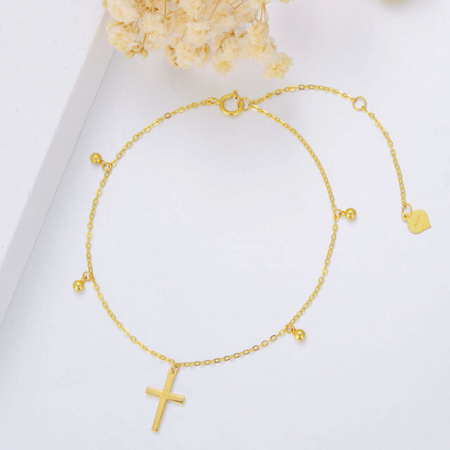 Pulseira com pingente de cruz em ouro 14K-2