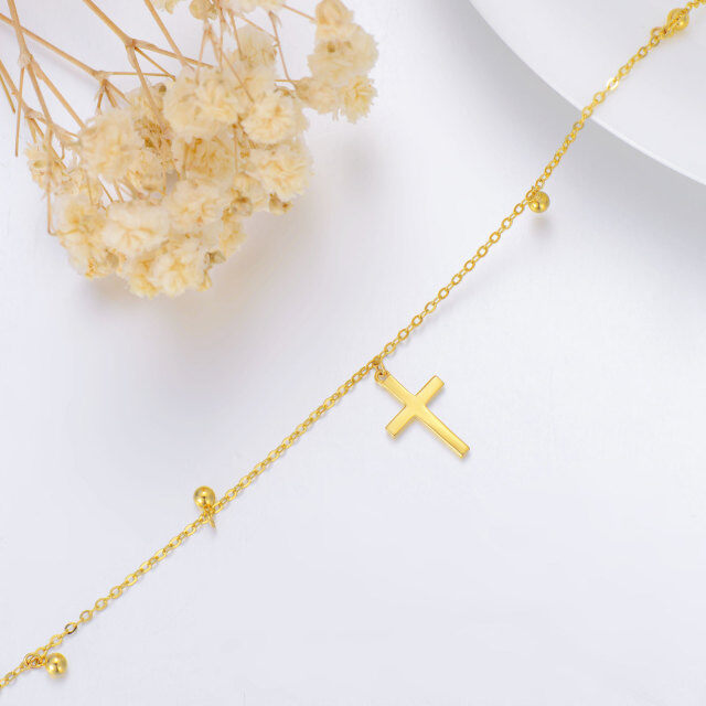 14K Gold Cross Pendant Bracelet-3