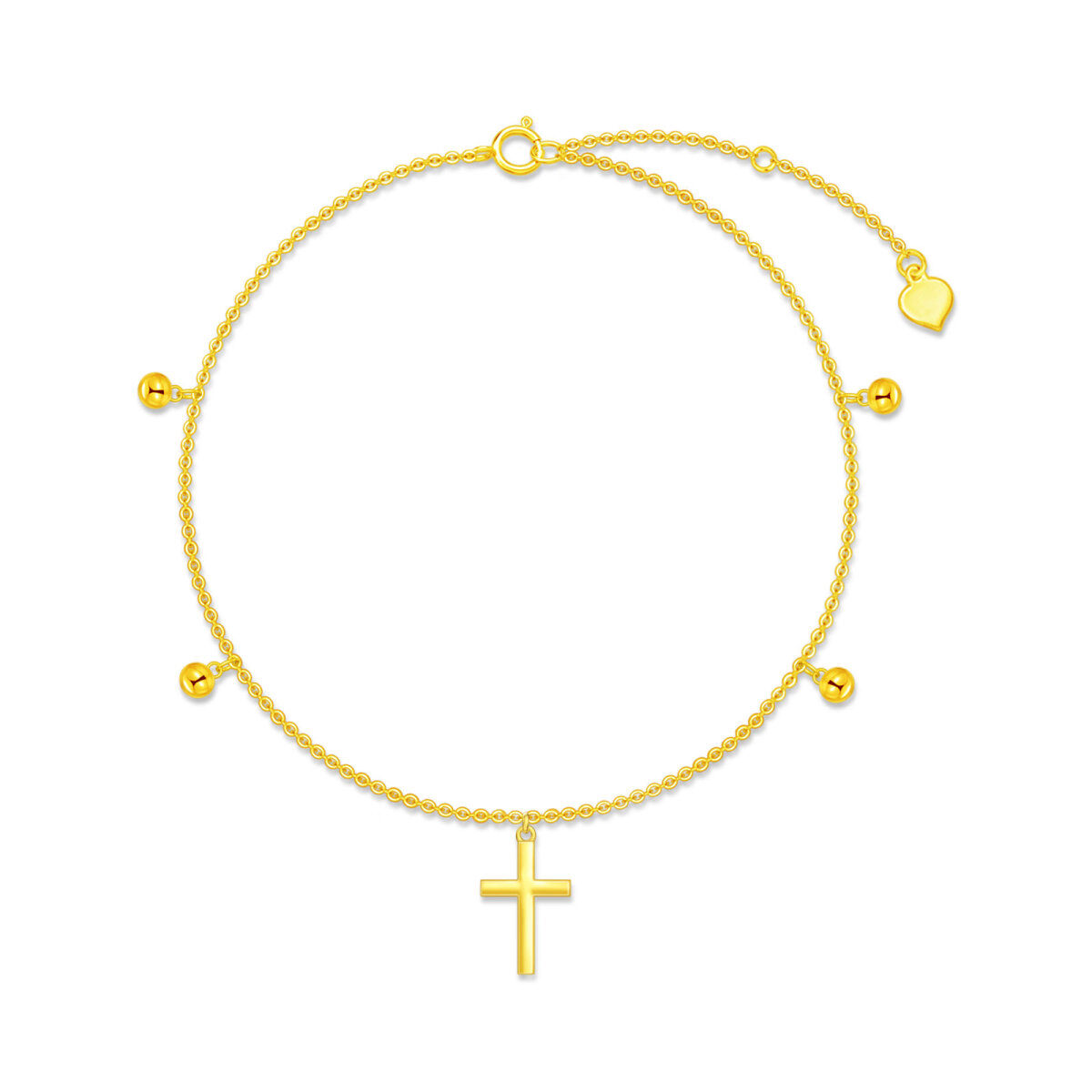 14K Gold Cross Pendant Bracelet-1