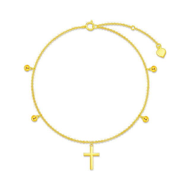 14K Gold Cross Pendant Bracelet-0